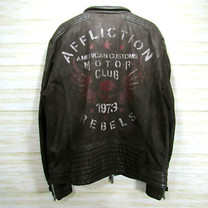 Affliction Black Premium Limited Edition Brown Leather Motorcycle Jacket #210 MC