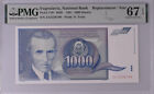 Yugoslavia 1000 Dinara 1991 P 110* ZA Replacement Superb Gem UNC PMG 67 EPQ