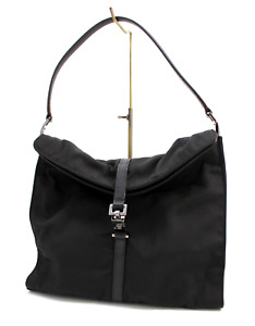 Gucci Shoulder Bag Handbag Purse Jackie GG Nylon Canvas Black Medium Authentic
