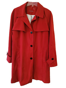 Calvin Klein Womens XL Trench Coat- Red Raincoat NO HOOD
