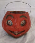 Vintage Halloween Paper Mache Pulp Orange Jack O Lantern 5 1/2
