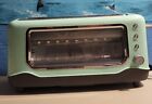 Retro Dash Clear View Aqua Extra Wide Slot Toaster Stainless Steel Trim