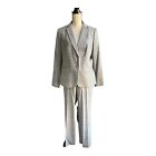 Talbots Gray 2 Pc Suit Pants Blazer Jacket Size 8 2-Button Wool Woven in Italy