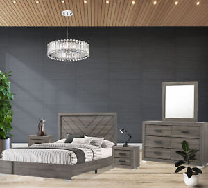 Kings Brand Furniture – Lorain 5-Piece Queen Size Bed Gray Wood Bedroom Set