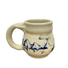 Signed Studio Art Pottery Coffee Mug Cup Mountains Thumb Handle Nature Scene