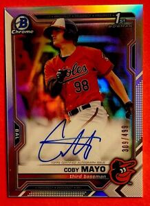2021 Bowman Chrome Coby Mayo 1st Auto Ref RC SP 309/499 * MINT & Centered *