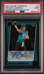 New Listing2021 Panini Donruss Clearly Trevor Lawrence Rookie Auto /75 #51 PSA 9