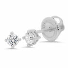 0.2ct Round Cut Lab Created Diamond Real 14k White Gold Earrings Screw back