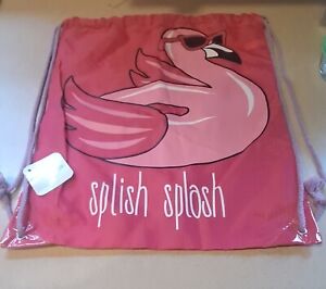 Bag Pink flamingo Drawstring Sack, Gym Beach, Travel Backpack, School Tote