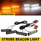 4X Amber White 6 LED Car Truck Urgent Beacon Warning Hazard Flash Strobe Light (For: Ford Transit Custom)