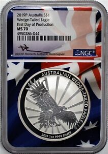 New Listing2019 P $1 Australia  Silver Wedge Tailed Eagle NGC MS70 First Day of Production