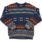 Vintage Wool Sweater L Chunky Knit Native Pattern Southwest Preswick Moore 80s