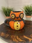 Brand New Johanna Parker Pumpkin Peep Fall Halloween Ceramic Owl Coffee Mug NWT