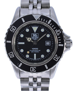 Vintage Tag Heuer Midsize 32mm Professional 1000 Series Black Dive Watch 980.015