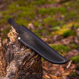 BPS Knives Black Belt Leather Sheath for Mora Garberg Fixed Blade Knife up to 8