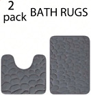 2 Piece Bathroom Rugs Washable Bath Mat Set Memory Foam Toilet U-Shaped Non Slip