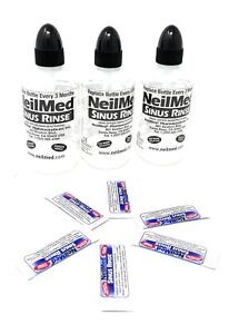 NeilMed Sinus Rinse 3pcs Bottles 8 OZ+6 Packet Exp: 06/2027 Natural Sinus Relief