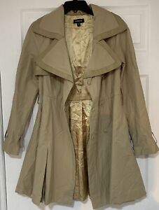 Bebe Trench Coat Leather Trimmed