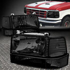 FOR 92-96 FORD F150 F250 F350 SMOKED HOUSING CLEAR CORNER HEADLIGHT BUMPER LAMPS (For: 1996 Ford F-150)