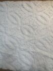 Vintage White Thick Fluffy Medallion Chenille Bedspread FABRIC~20 X 28