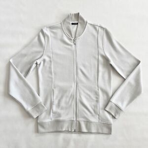 NWT ALFANI Men's Moonstruck Ivory Knit Full-Zip Bomber Cardigan Sweater Jacket
