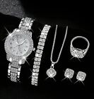 6 Pcs/Set Women's Quartz Watch With Necklace/ Ring/ Bracelet and Earrings USA