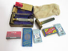 2 x Vintage GILLETTE RAZOR, 1  in BRASS Case with many Razor Bladed packets