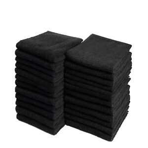 Salon Towels 100% Cotton Towel Pack Of 12 Black Spa Towel in 16x27 inches.
