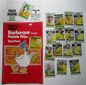 1982 Granny Goose Potato Chips Oakland A's ~15 card SET diecut Display Sign BAG
