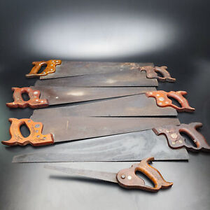 Lot of 7 Antique Hand Saws, Disston & More, Vintage Woodworking Tools 🪚🔨