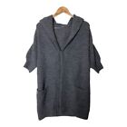VINCE Grey Wool Alpaca Open Front Cardigan Hooded Sweater Coat S 0623