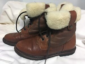 VINTAGE LL BEAN Sherpa LIned Brown foldover boot size 7.5 B