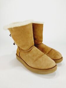 UGG Bailey Bow II Chestnut Shearling Suede Boots Womens 9