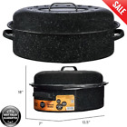 Roasting Pan Roaster Cooking Pot Stainless Steel Oval Turkey Lid Nonstick 18
