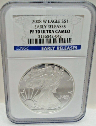 2008 W Silver Eagle Certified as PF 70 Ultra Cameo by NGC
