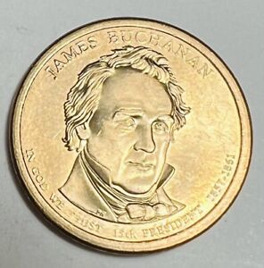2010 One Dollar US $1 Presidential Coin James Buchanan  15th Golden Color