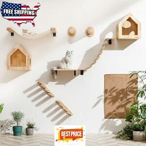 Cat Climbing Shelf Wall Mounted Four Step Stairway With Sisal Scratching Post