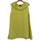 Fenini women's yellow green linen mini Dress tunic Lagenlook size large USA