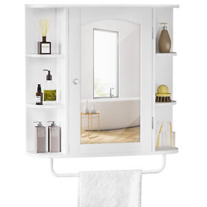 Wall Mounted Bathroom Cabinet Medicine Cabinet Organizer with Mirror Door Shelf