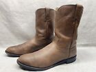 Justin 3714 Men's 12 D Brown Leather Ropers Pull On Western Cowboy Riding Boots