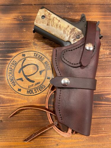 Handmade 1911 Holster, Leather, Western, Drop, OWB RH 5