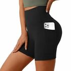 Women's High Waist Yoga Shorts with Pockets Tummy Control Gym Workout Running
