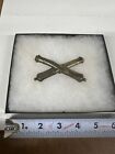 Civil War Artillery Officer Crossed Cannons Brass Hat Insignia - In A Black Box