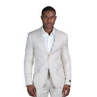 Slim Fit Tan Men's Linen Blazer 2 Button Notch Lapel Fitted Jacket By AZAR MAN