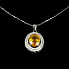 Oval Citrine 12x10mm Simulated Cz Gemstone 925 Sterling Silver Jewelry Necklace