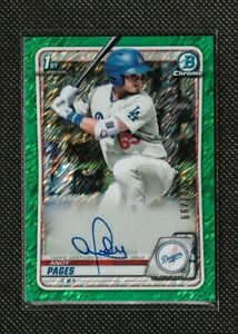 2020 Bowman Chrome ANDY PAGES GREEN SHIMMER REFRACTOR AUTO /99 1st RC CPA-AP