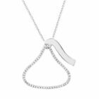 1/5 Ct Natural Diamond 10K White Gold Plated Hershey'S Kiss Outline Pendant 18