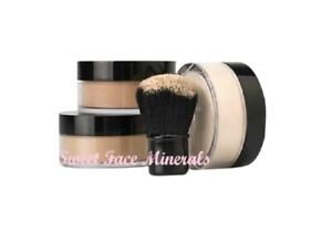 4pc FULL SIZE KIT (LIGHT) Mineral Makeup Set Kabuki Bare Face Powder Foundation