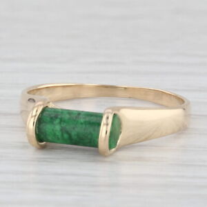 Green Maw Sit Sit Solitaire Mid-Century Modern 14K Yellow Gold Ring Size 9.25