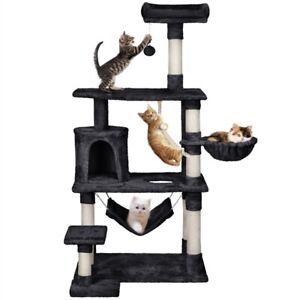 Cat Tree Cat Tower with Basket Hammock Scratching Posts Perch Platform 62inch